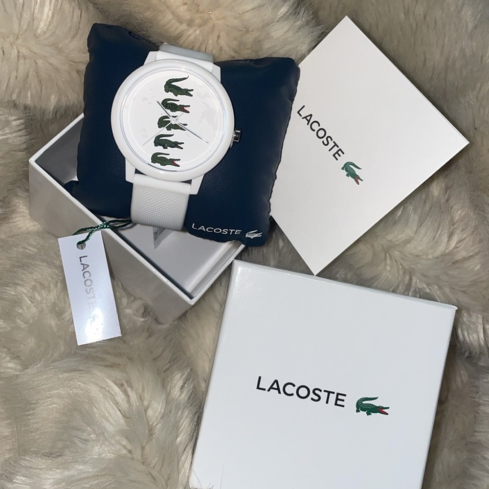🐊LACOSTE®🐊 AWESOME AWESOME White Silicone 5 Logo Watch🐊